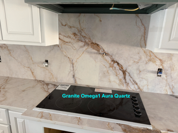 A )  Calacatta Aura full-body printed quartz (127x63 Avg 55.56 sq.ft slab size)  United - Image 8