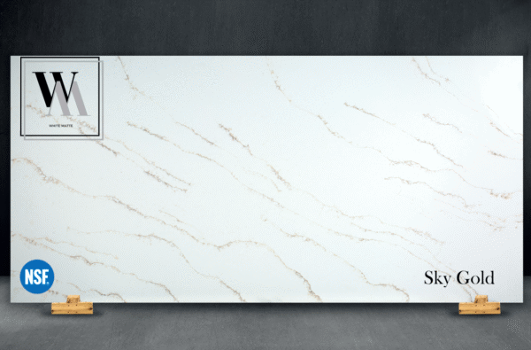 Sky Gold quartz (127x63 Avg 55.56 sq.ft slab size)Builder Stone