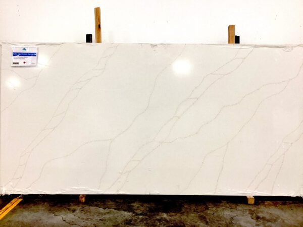 Golden Bianca (128x64 Avg 56.88 sq.ft slab size) White Back round Golden Veins *Cosmos - Image 2