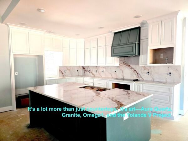 A )  Calacatta Aura full-body printed quartz (127x63 Avg 55.56 sq.ft slab size)  United