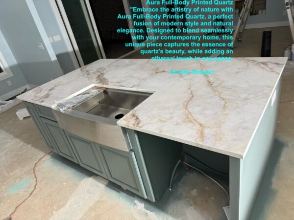A )  Calacatta Aura full-body printed quartz (127x63 Avg 55.56 sq.ft slab size)  United - Image 6
