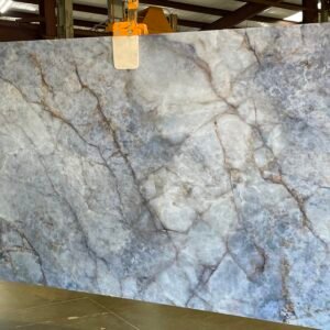 Calacatta Azul Nuvolato printed quartz (138x78 Avg 74.75 sqft ) JR Granite